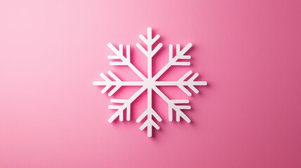 Stylized white snowflake on a soft pink background, perfect for winter-themed designs.