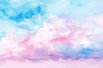 A beautiful pink and blue sky with fluffy clouds.,