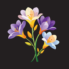 Naklejka premium How To create a freesia flowers Vector 3D Image
