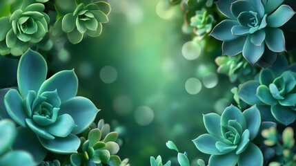 Botanical Background with Succulents. Natural Wallpaper with Exotic Plants.
