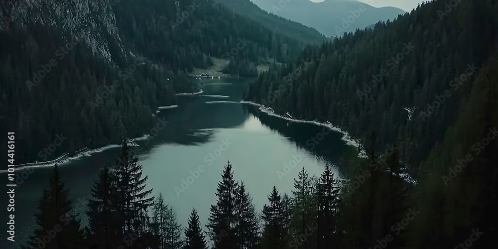 Wall mural Lake Braies landscape 