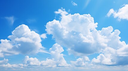 A wide-angle view of a blue sky with dramatic cloud patterns