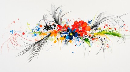 Vibrant Watercolor Floral Painting with Colorful Flowers