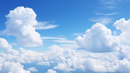 Naklejka premium A serene blue sky with large, billowing clouds