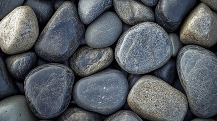 Grey Pebbles Texture, Natural Stone Background
