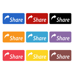 Set of Share click button icon, modern web sign, internet vector illustration
