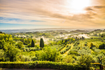 Morning in the nature near of San Gimignano - Italy,Tuscany