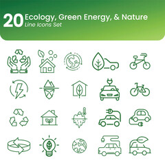 Ecology go green green energy nature organic recylce Icons set vector