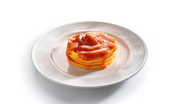 Panqueques with syrup isolated on a white background