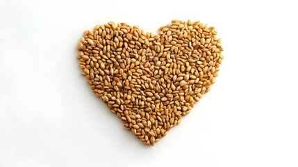 grain in shape of heart isolated on white background