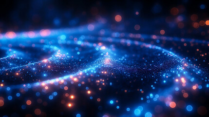 Obraz premium Colorful Neon Abstract Background with Sparkling Lights and Waves at Night. Generative AI