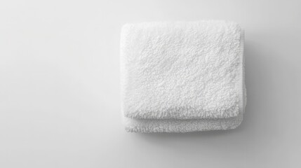 A mockup of a fluffy towel neatly folded on a pristine white background, perfect for spa or hotel promotions