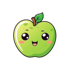 A smiling red apple with big eyes and a green leaf, perfect for food blogs, children's books, or healthy eating posters. Generative AI