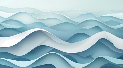 Fototapeta premium Smooth blue and white wave patterns creating a modern abstract background.