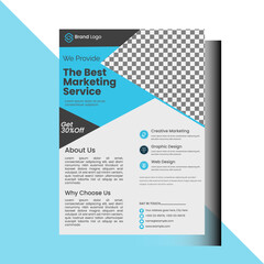 Corporate Business flyer  it color is blue and black size is A4 Cover design or poster template concept in modern minimal style for corporate identity, branding, social media advertising, pr