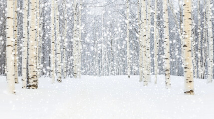 Fototapeta premium Serene Winter Landscape with Glistening Snowfall Creating a Magical Atmosphere