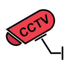 Closed circuit television camera icon, CCTV video protection alert, vector illustration