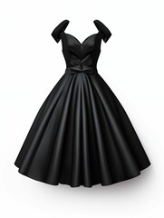 Studio shot of black dress isolated on white background. Generative ai