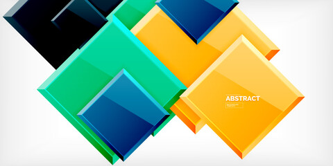 Colorful squares with reflections abstract background design. Vector Illustration For Wallpaper, Banner, Background, Card, Book Illustration, landing page