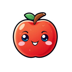 Obraz premium A smiling red apple with big eyes and a green leaf, perfect for food blogs, children's books, or healthy eating posters. Generative AI