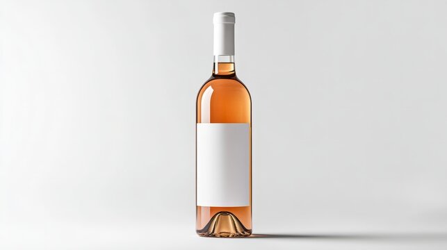 Rose Wine Bottle Mockup:  A sleek, full bottle of rose wine stands proudly with a blank label, ready for your design.  This high-quality mockup is perfect for showcasing your brand, label design.