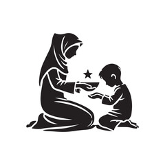 Muslim Mother and Child Interaction vector