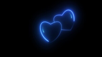 Abstract neon heartbeat signal icon animation, love heartbeat animation isolated on black background.  motion video.