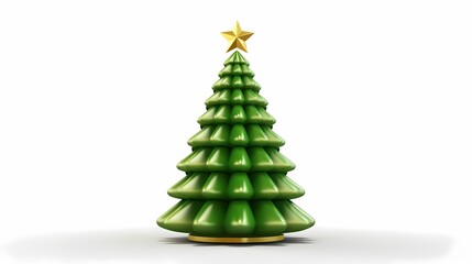 Fototapeta premium A lush evergreen pine tree illustration with detailed green foliage on a white background.
