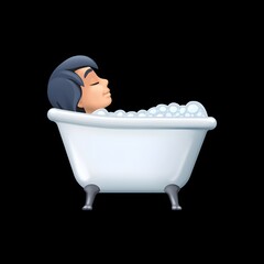 Naklejka premium Person in Bathtub Emoji - Relaxing Bath 