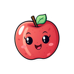 Obraz premium A smiling red apple with big eyes and a green leaf, perfect for food blogs, children's books, or healthy eating posters. Generative AI