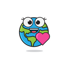 Save the Earth!!, Cute Earth cartoon character illustration