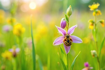 British wild orchid in a field