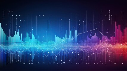 Digital representation of sound waves and data visualization in vibrant colors.