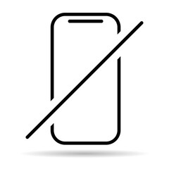 Mobile forbidden shadow icon, no use phone sign, ban smartphone label vector illustration