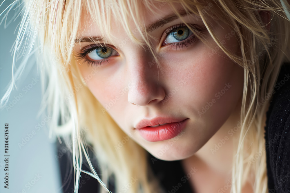 Canvas Prints A close up of a woman with blonde hair and blue eyes