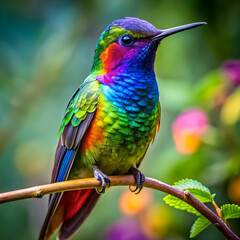 Fototapeta premium vividly colored hummingbird in nature
