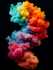Fototapeta premium Colorful Rainbow Smoke Clouds on Black Background