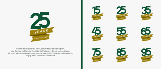 Obraz premium set of anniversary logo flat green color on white background for celebration moment
