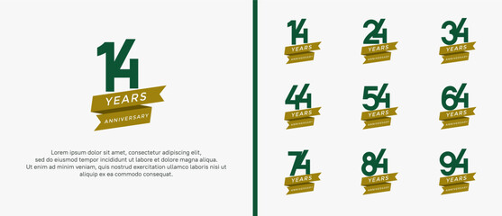 Obraz premium set of anniversary logo flat green color on white background for celebration moment