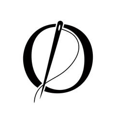 Tailor Logo On Letter O Concept With Needle And Thread Symbol. Fabric Sign
