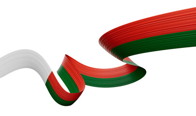 3d Flag Of Madagascar 3d Wavy Shiny Madagascar Ribbon Isolated On White Background 3d Illustration
