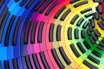 Colorful abstract background with piano boxes 3D illustration