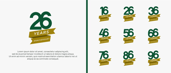 Obraz premium set of anniversary logo flat green color on white background for celebration moment