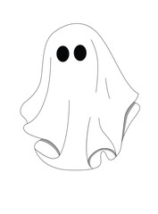 floating ghost on a white background with two black eyes