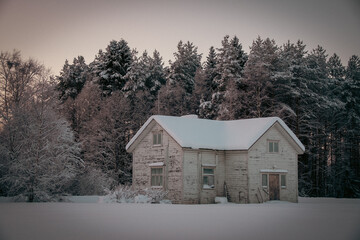 house in the snow