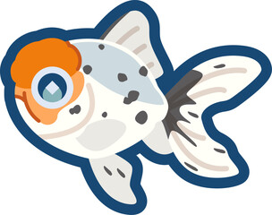 かわいい金魚（関東東錦）のイラスト