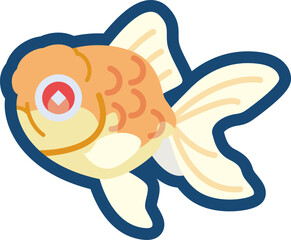 かわいい金魚（アルビノ東錦）のイラスト