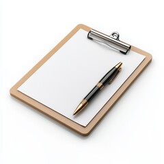 Clipboard with Blank Paper and Pen