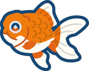 かわいい金魚（ジャンボ獅子頭）のイラスト