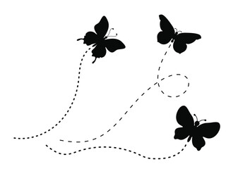 butterfly silhouettes, Collection of black butterflies, Vector illustration